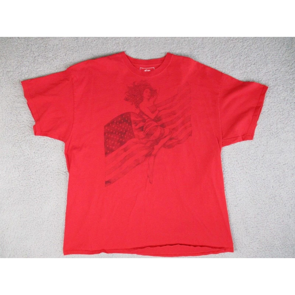 Ecko‎ Unltd T-Shirt Mens XXL Red USA American Flag With Female Short Sleeve Tee